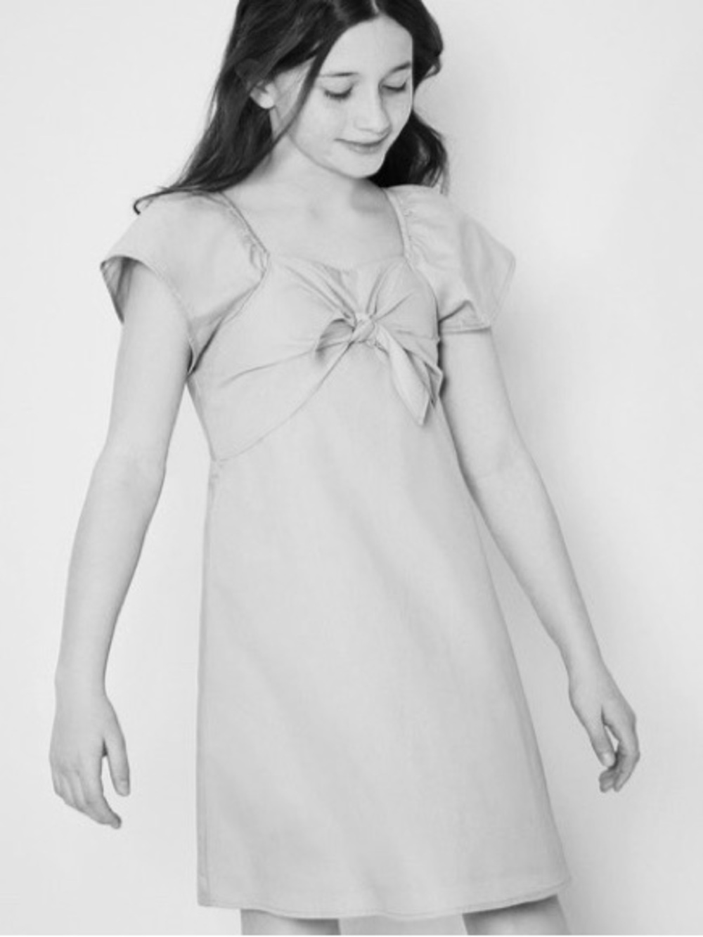 Copper Key Short Sleeve Front Knot Dress